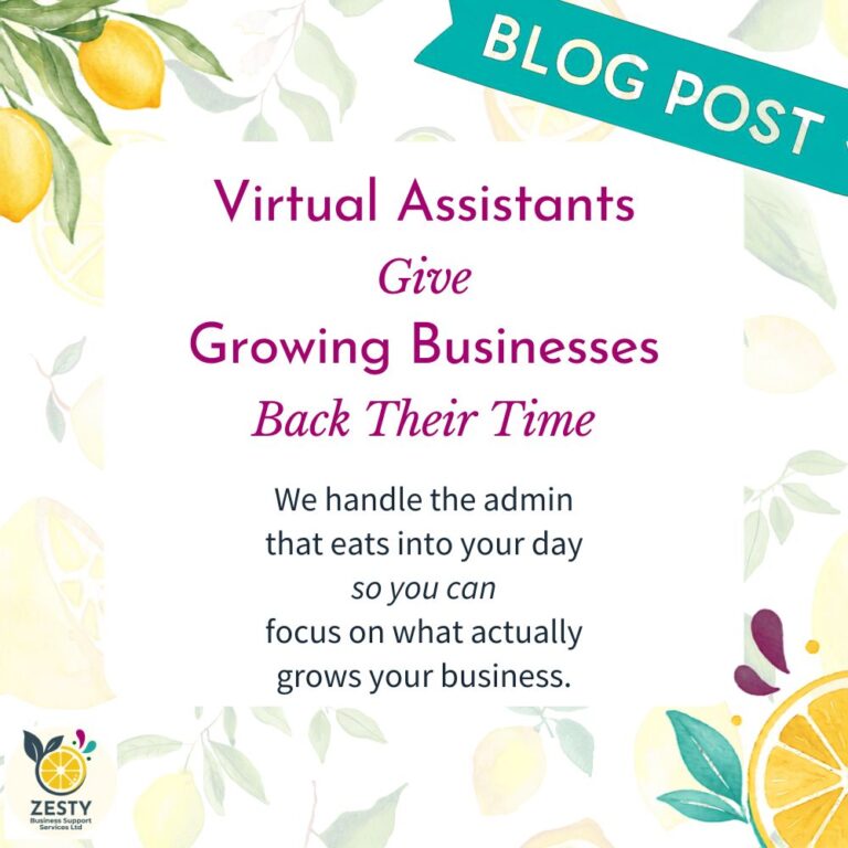 Zesty Business Support Services Virtual Assistants give growing businesses back their time, handling the admin that eats into your day so you can focus on what actually grows your business